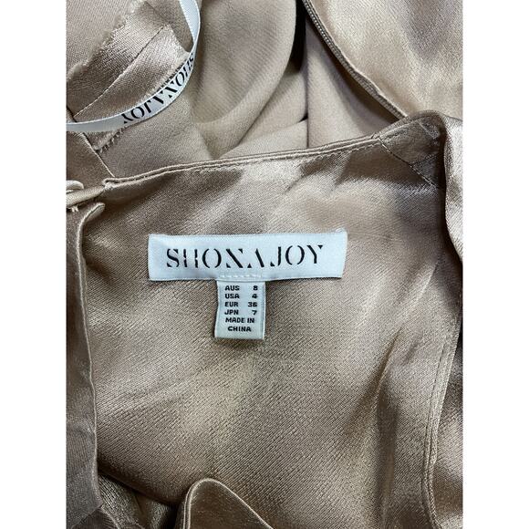 Shona Joy 'La Lune' Gold Lenzing Ecovero High Neck Midi Dress Size 4 - Picture 4 of 5